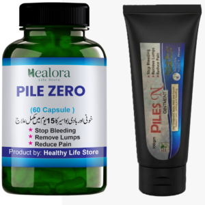 Piles ON Ointment Hemorrhoid Relief Cream (100g) + Pile Zero Zebiles Hemorrhoid Care Support Capsules (60 Capsules)